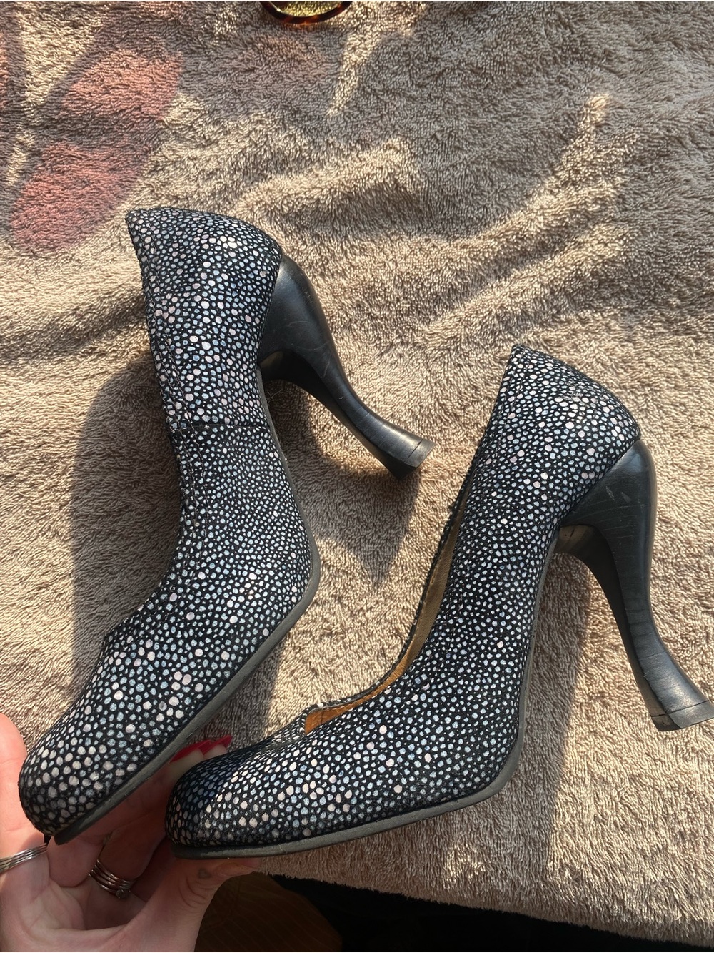 John Fluevog "Attentions Paris" Pumps - Black Devilfish Leather 8.5
